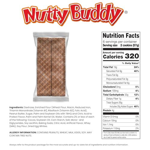 Little Debbie Nutty Buddy wafers blend peanut butter creme with fudge coating.