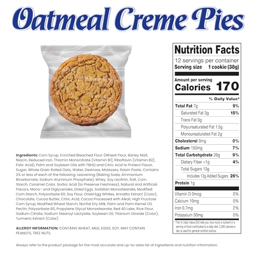 Little Debbie Oatmeal Creme Pies, individually wrapped for grab-and-go snacking.