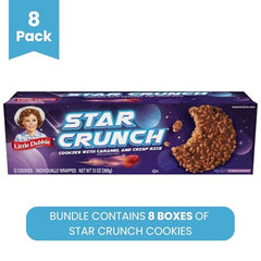 Little Debbie Star Crunch Cookies caramel-crisp rice closeup showcases crispy texture.