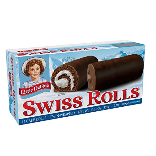 Little Debbie Swiss Rolls fudge-coating close-up, velvety finish enhances every bite.