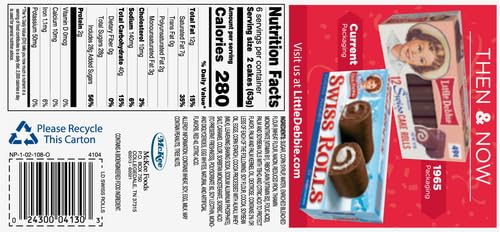 Little Debbie Swiss Rolls twin wrap close-up, convenient shareable treat for lunchboxes and gatherings.