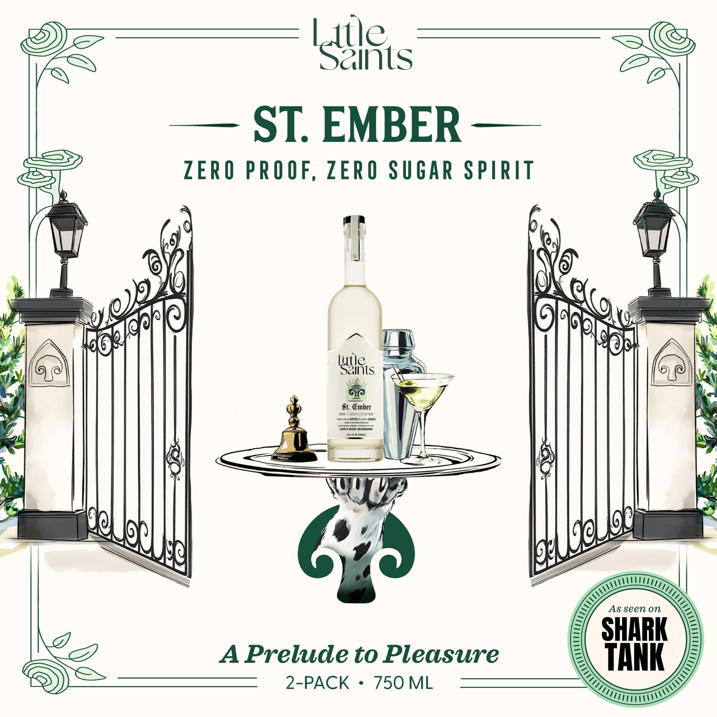 Little Saints St. Ember label closeup highlights ginger, pepper, and palo santo notes.