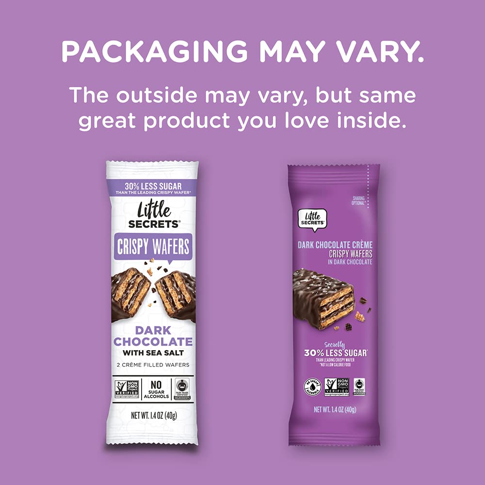 Little Secrets dark chocolate crispy wafers lunchbox snack showcases portion-controlled indulgence.
