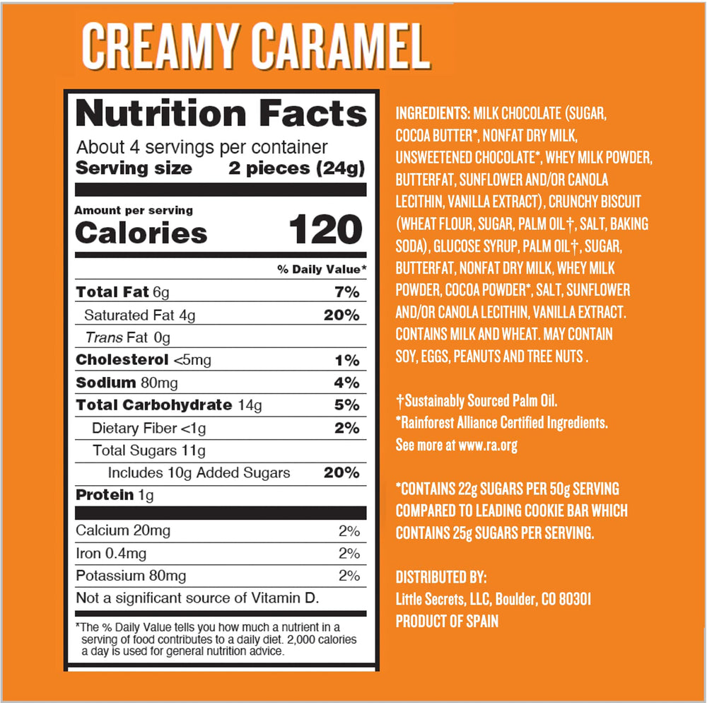 Little Secrets milk chocolate caramel cookie bar minis unwrapped—fresh treat ready to enjoy.