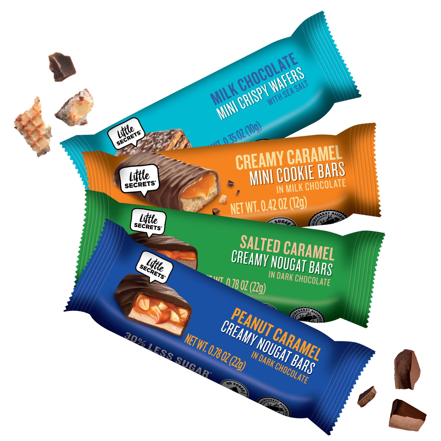Little Secrets peanut caramel dark chocolate piece ideal for snacking.