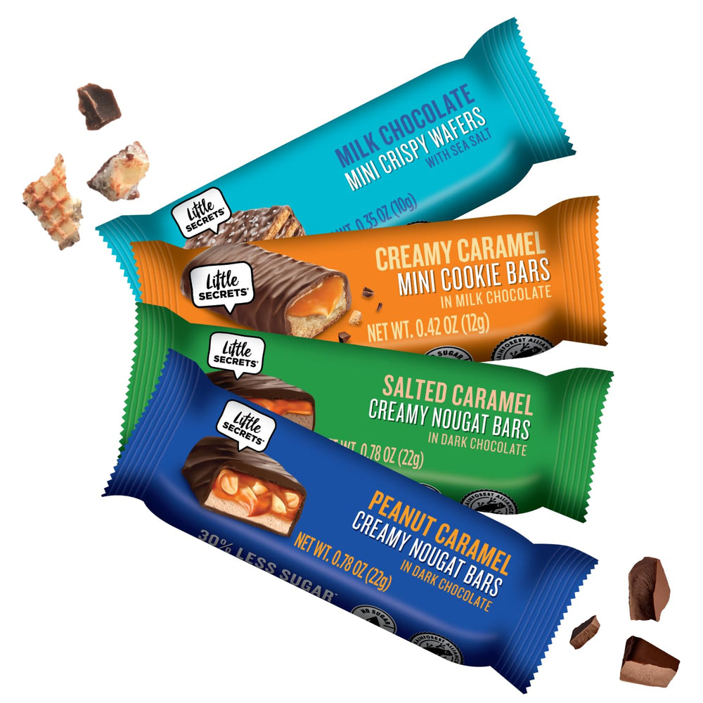 Little Secrets peanut caramel dark chocolate piece ideal for snacking.
