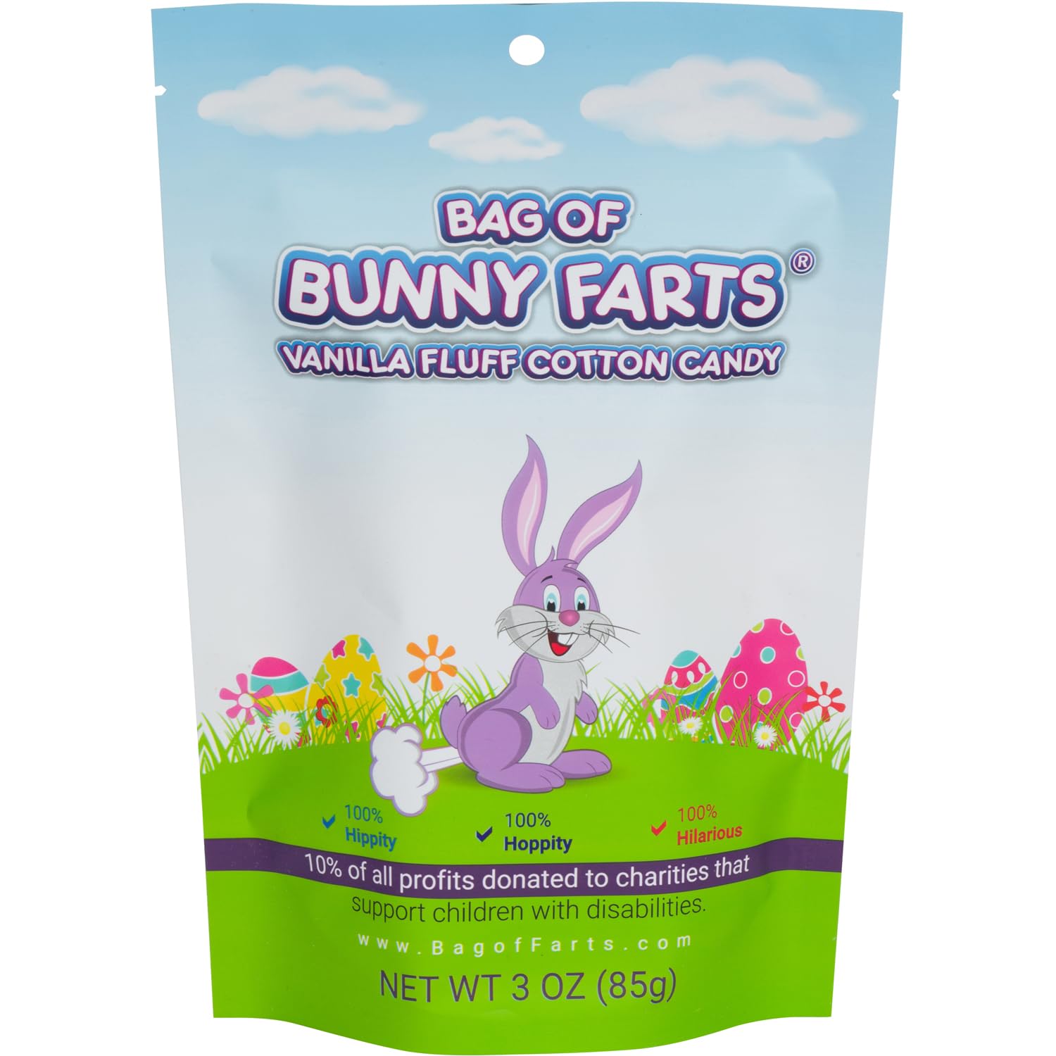 Little Stinker Bunny Farts vanilla cotton candy wrapped serving ready for party snacks