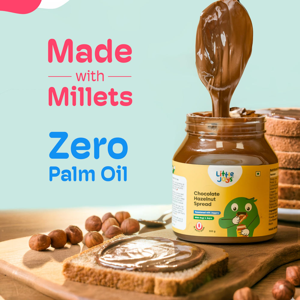 Little Joys Hazelnut Chocolate Spread ingredients millet blend close-up highlights fiber and minerals