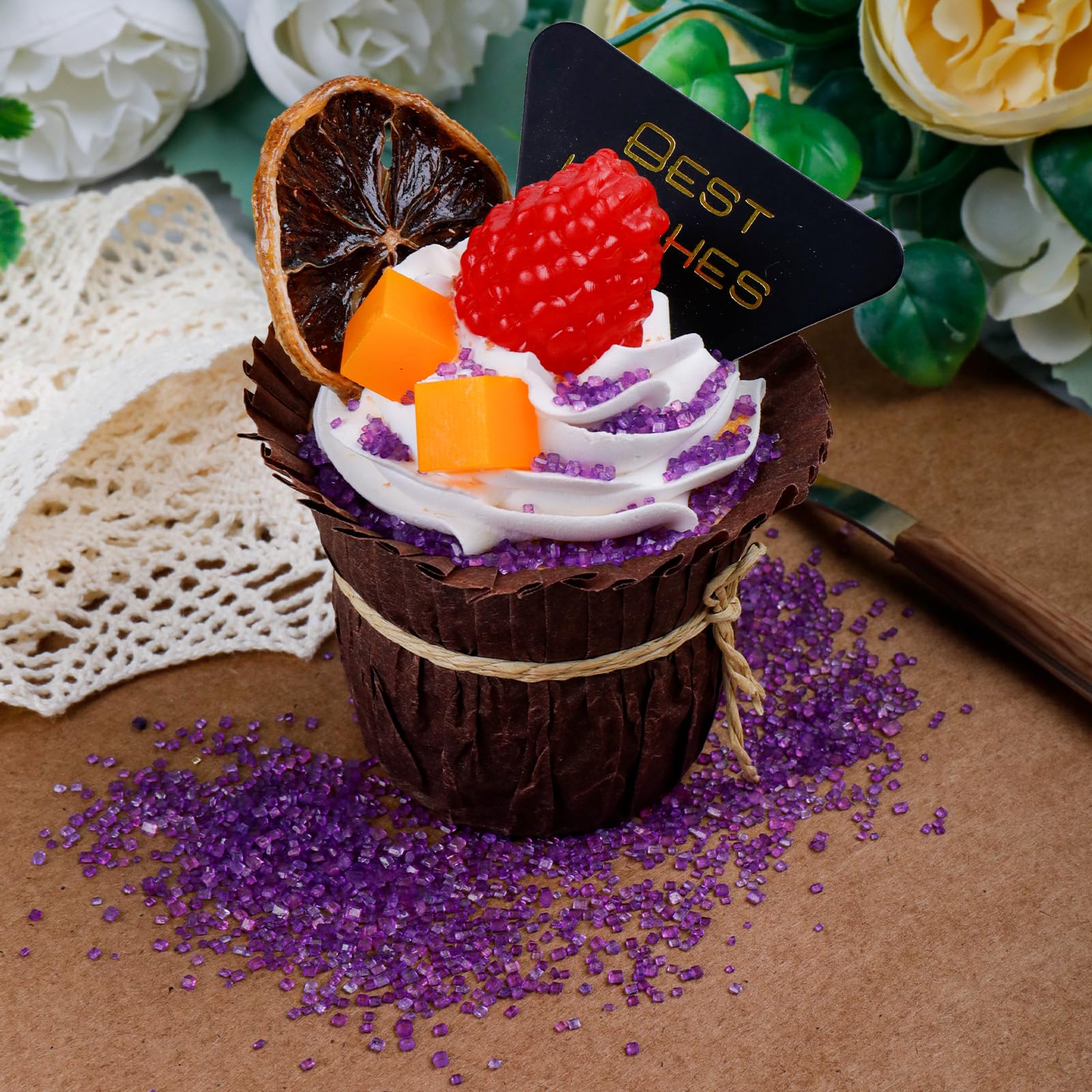 LittleStar purple sanding sugar on cupcakes for professional-looking decorations