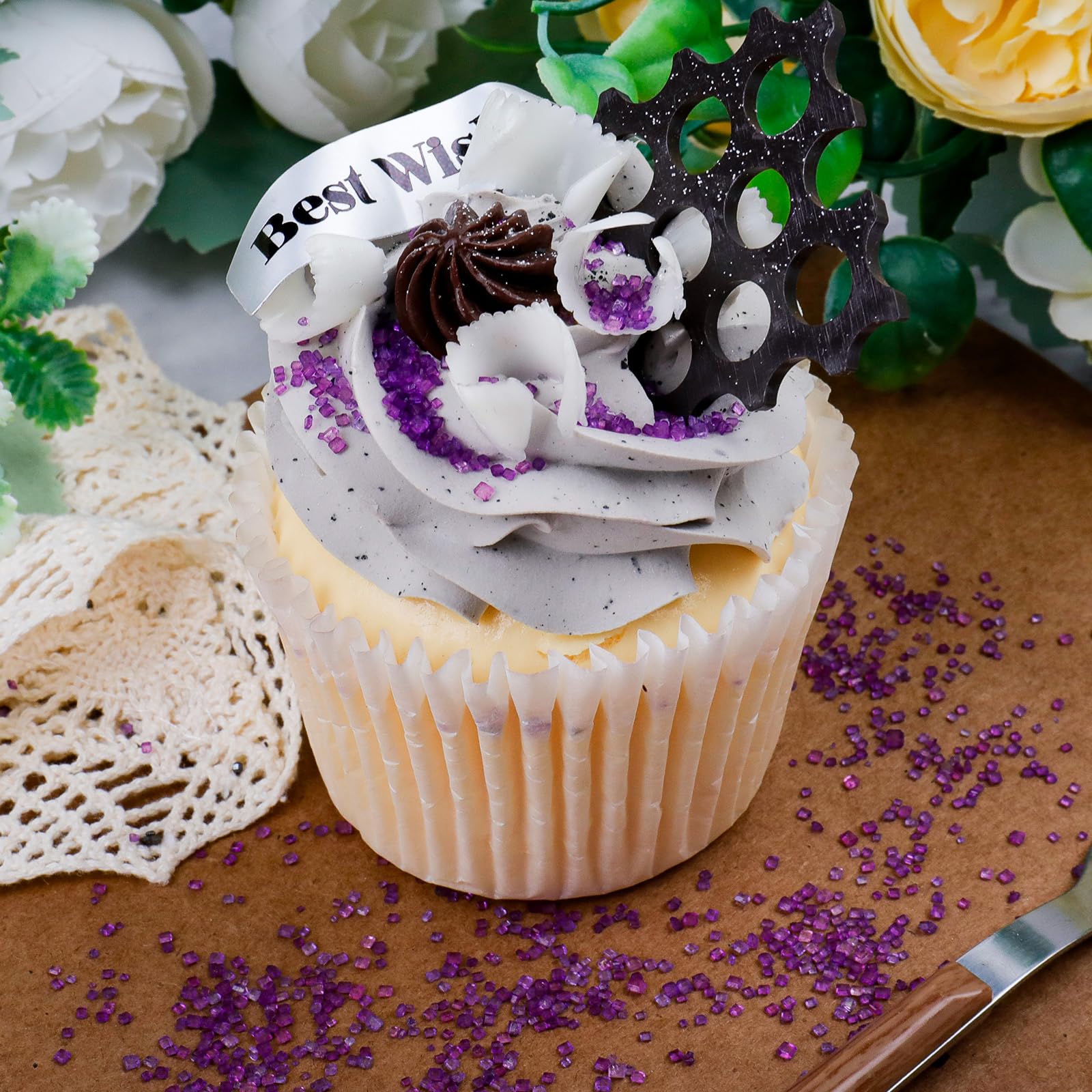 LittleStar purple sanding sugar sprinkles on cookies for instant sparkle