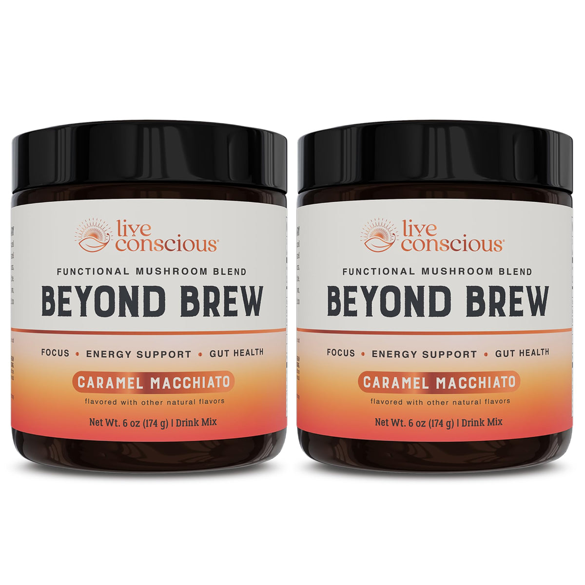 Live Conscious Beyond Brew Caramel Macchiato bottle pour for focus and steady energy