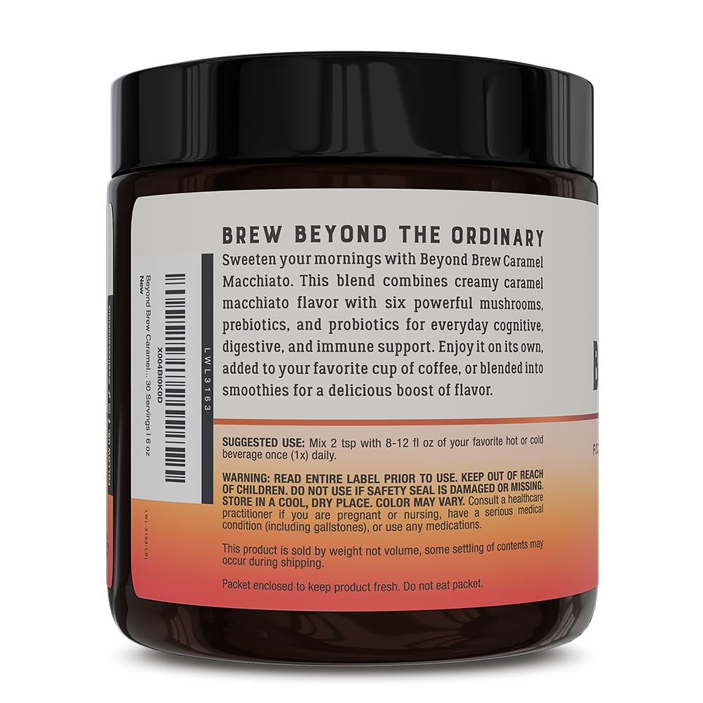 Live Conscious Beyond Brew Caramel Macchiato taste close-up with caramel notes