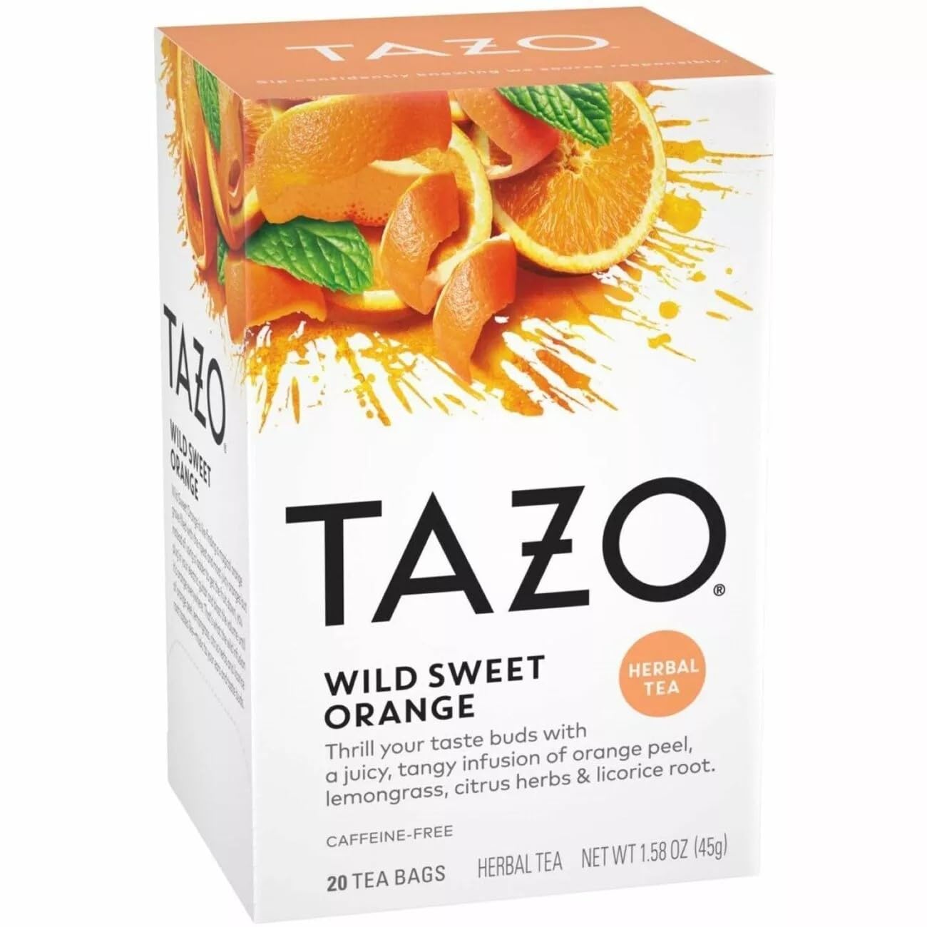 Brewing Live2Pedal Tazo Wild Sweet Orange Tea in a mug with bright aroma