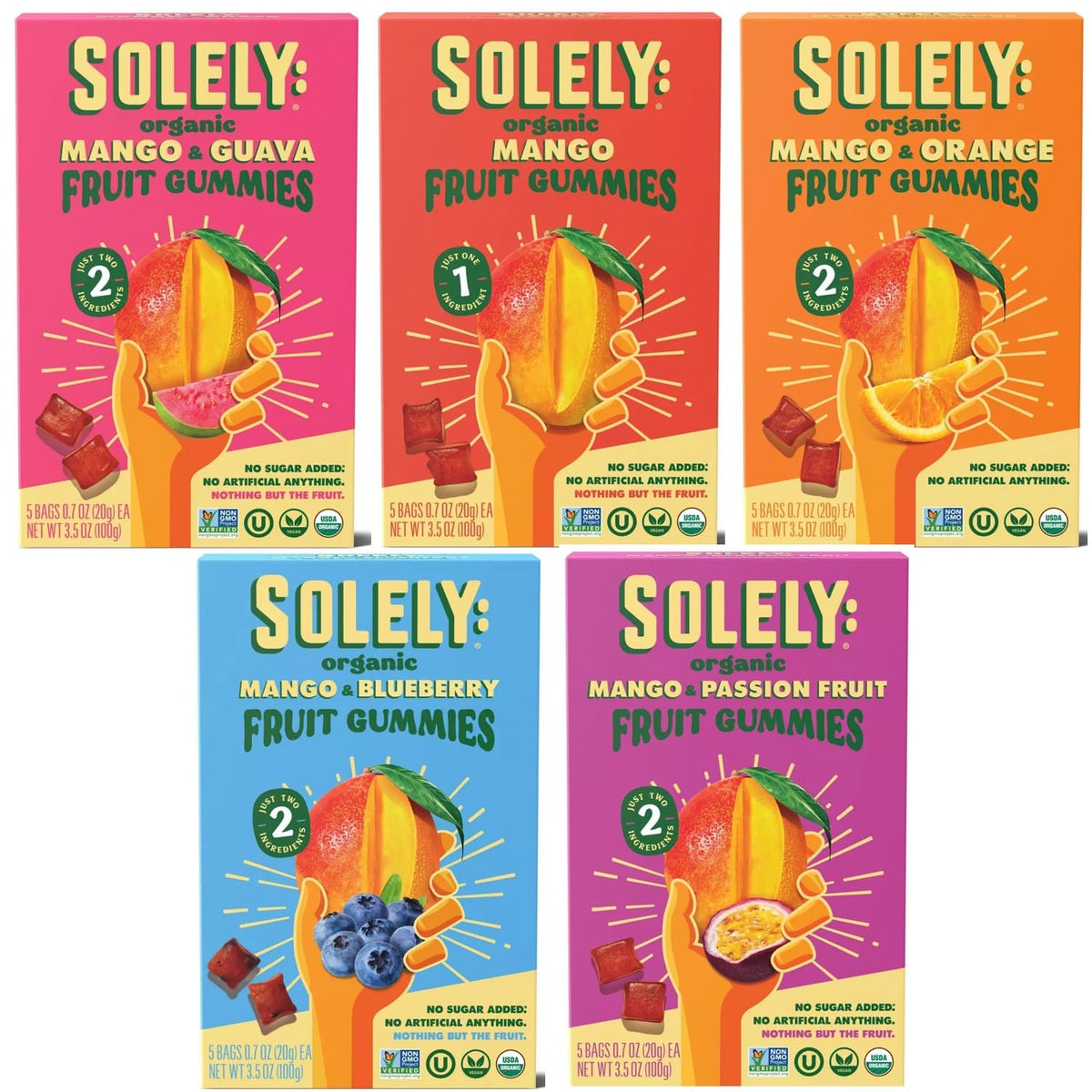 LIVEBEAR SOLELY mango gummies box - a fruity, organic snack option ideal for on-the-go