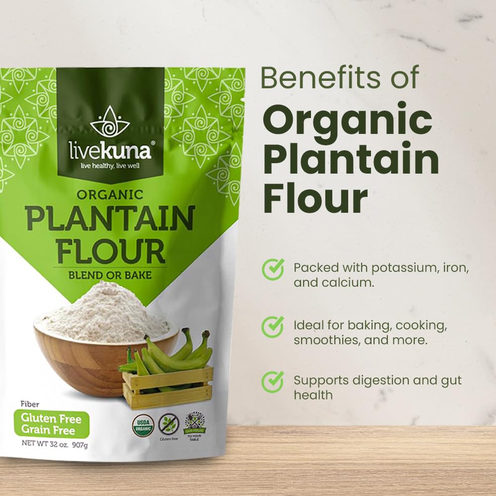 Scooping LiveKuna Flour for dressings and beverages showcases its fiber-rich versatility.
