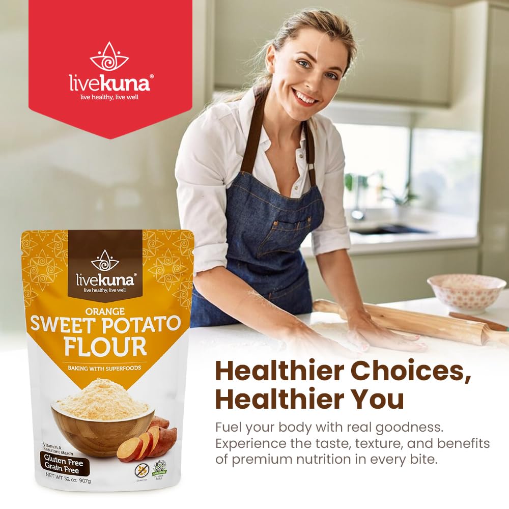 LiveKuna orange sweet potato flour gluten-free baking potential