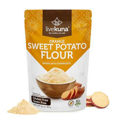 LiveKuna packaging of orange sweet potato flour for gluten-free baking