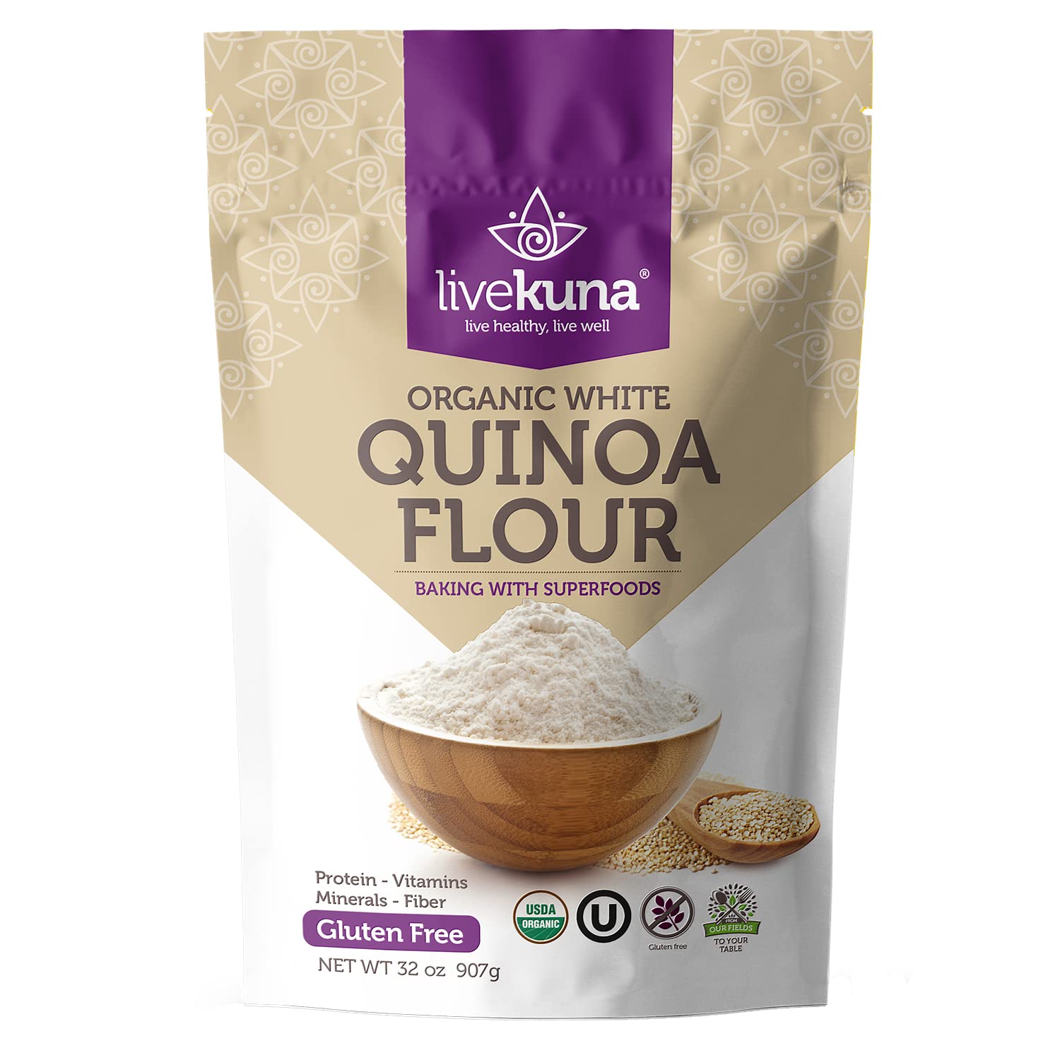 LiveKuna quinoa flour bag for gluten-free baking and versatile meals