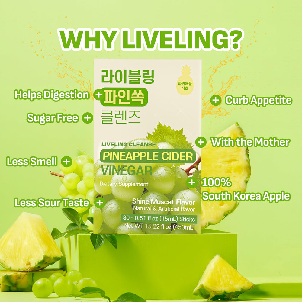 LIVELING 3-in-1 ACV shot with ShineMuscat in a glass, inviting a bright citrus sip for daily refreshment.