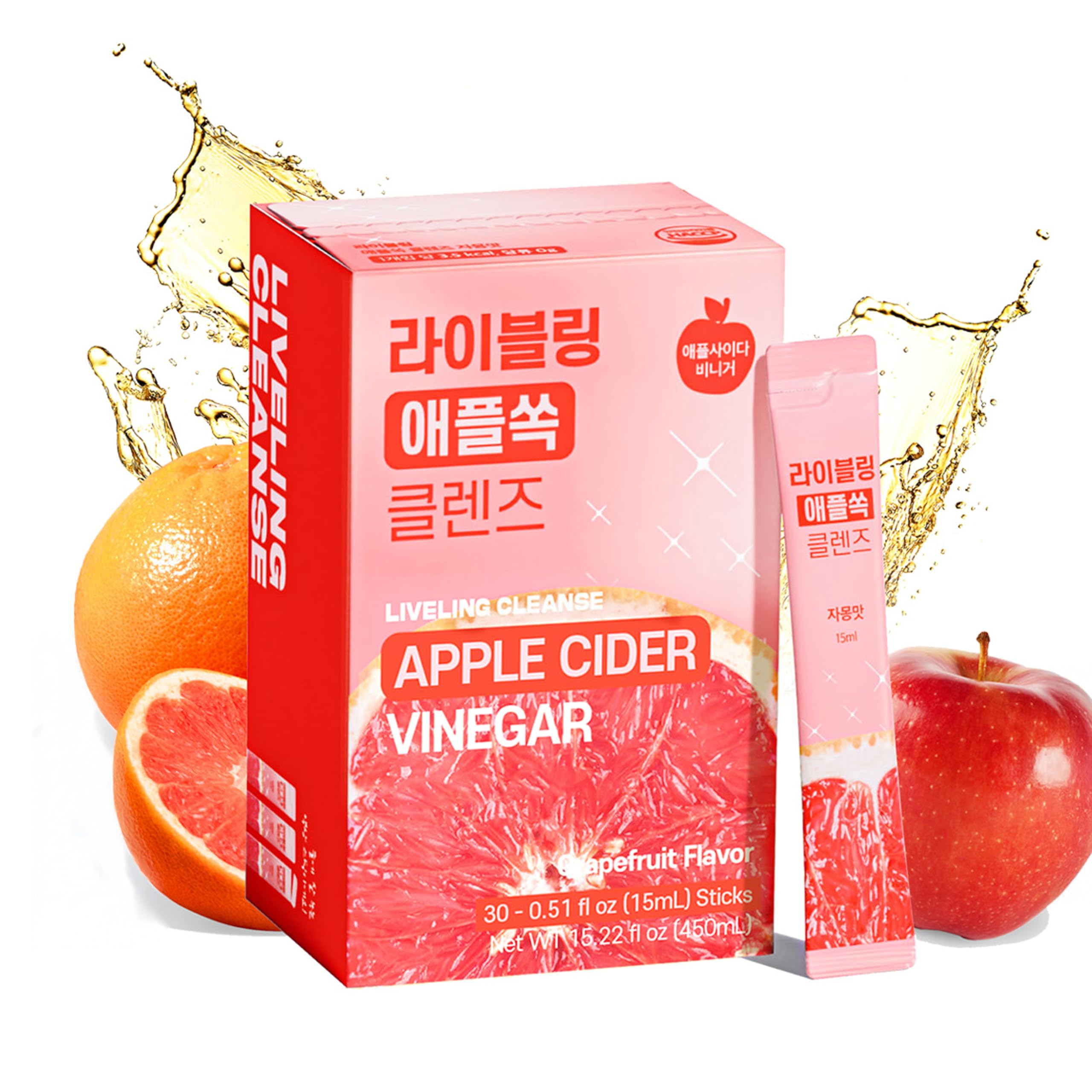LIVELING apple cider vinegar stick grapefruit pack for on-the-go digestion support.