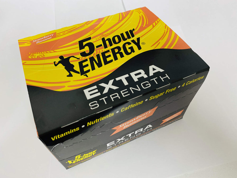 Living Essentials 5-hour Energy Strawberry Banana bottle ready for on-the-go energy.