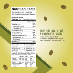 Living Intentions Sprouted Pumpkin Seeds Salted close-up, showing crunchy texture and aroma.