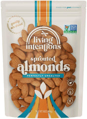Living Intentions sprouted almonds crisp stack highlights texture and freshness