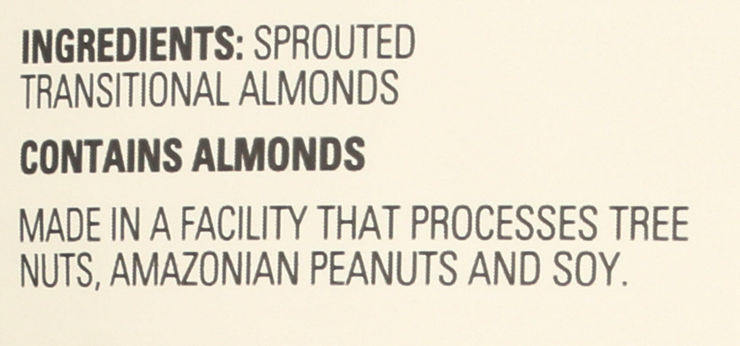 Living Intentions sprouted almonds packaging label emphasizes sustainable farming story