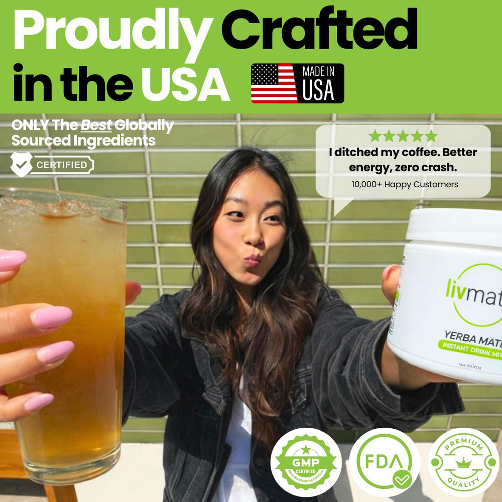 LivMatte strawberry lemon flavored tea in a cup ready to sip, boosts focus.