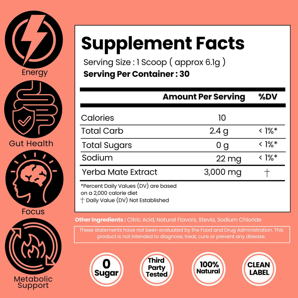 LivMatte Yerba Mate powder hot or cold serving shown for versatile use.