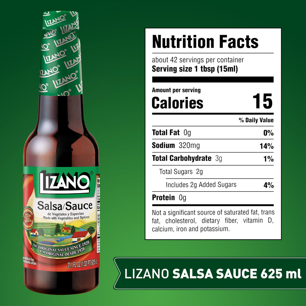 Closeup of Lizano sauce ingredients for fresh, natural taste.