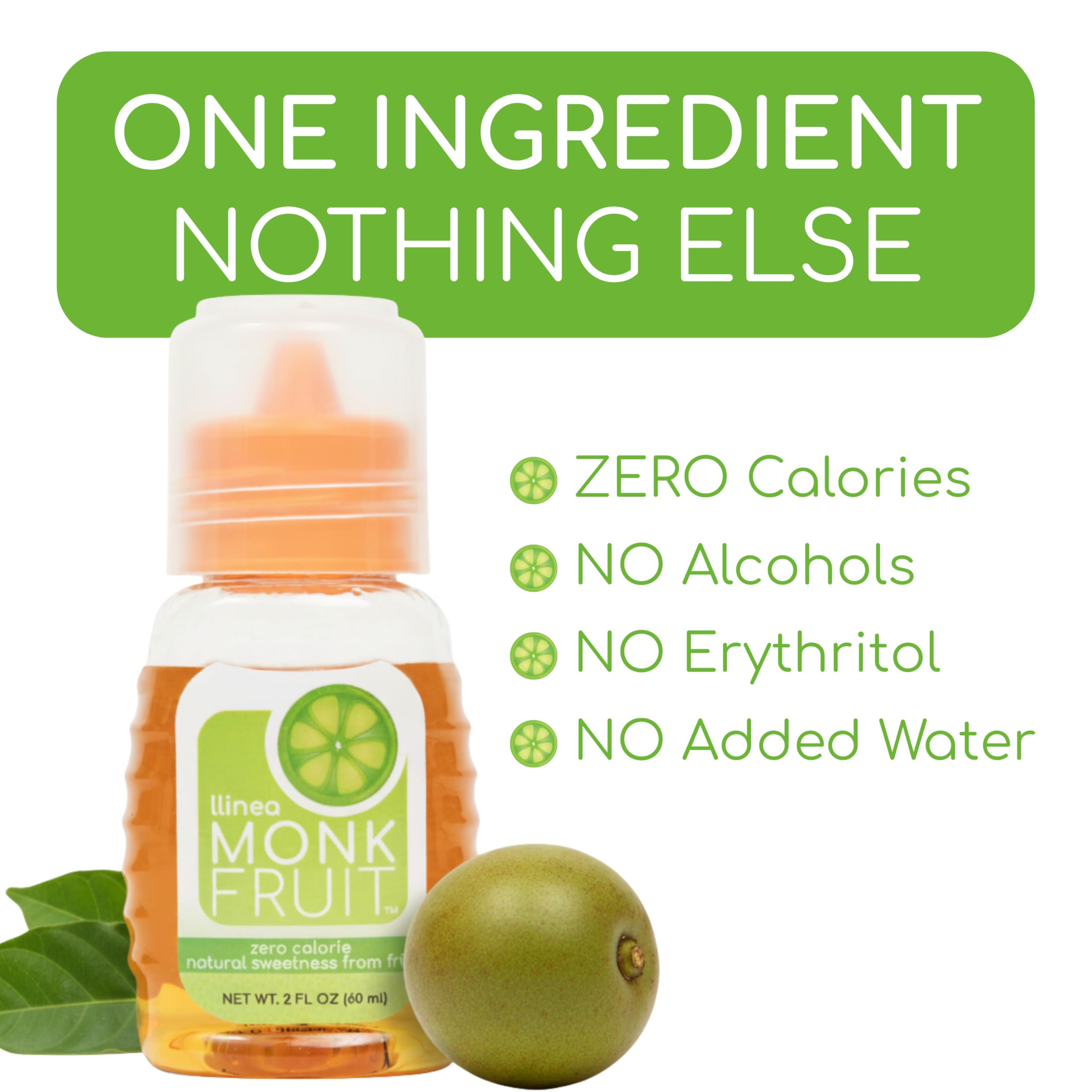 llinea Monk Fruit bottle demonstrates precise control with measured drops.