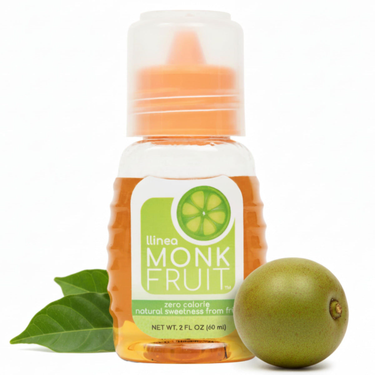 llinea Monk Fruit Drops bottle pour showing precise sweetness for coffee