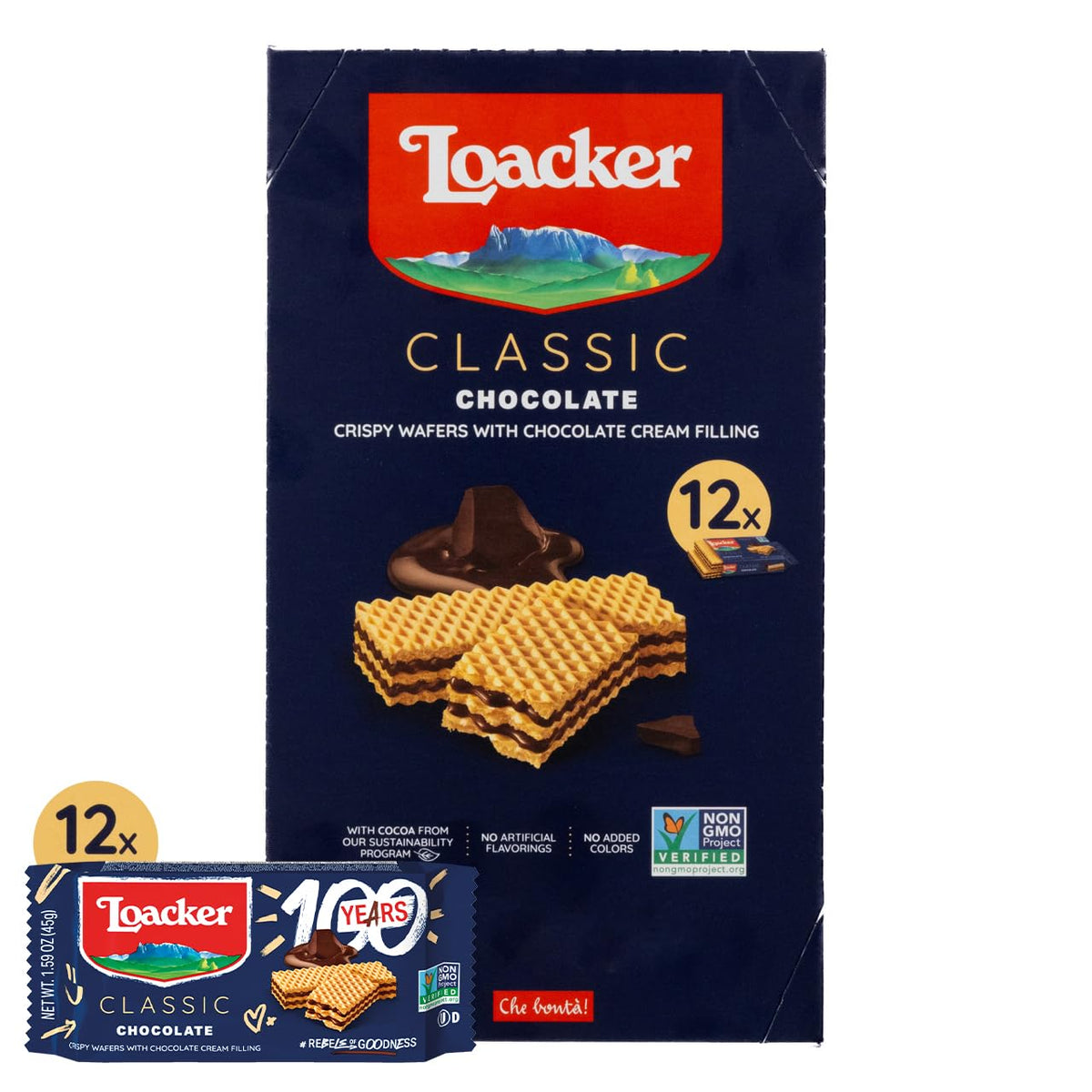 Loacker Classic Chocolate Wafers 12-pack for easy stocking and sharing