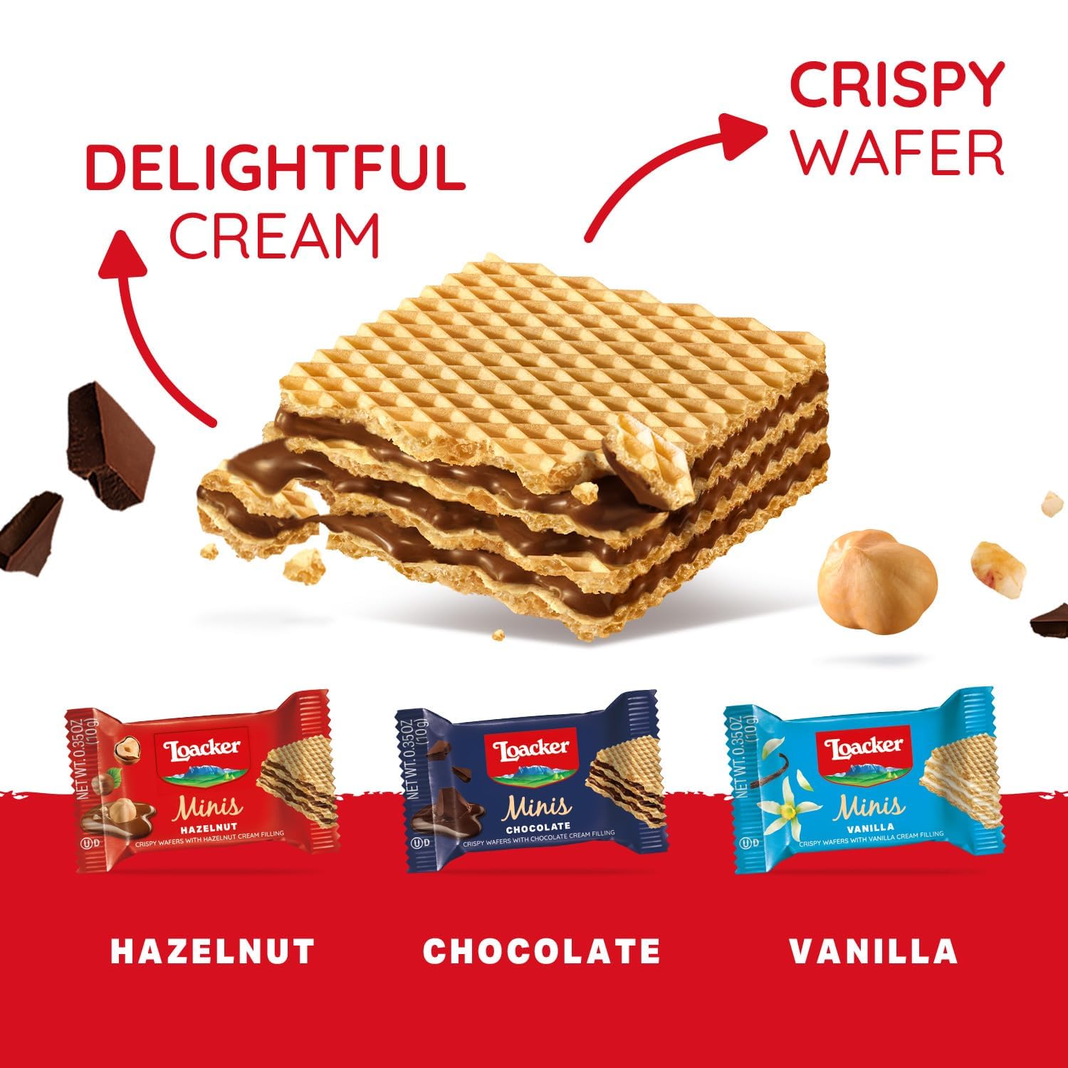 Loacker Minis 30% less sugar, a lighter yet flavorful treat.