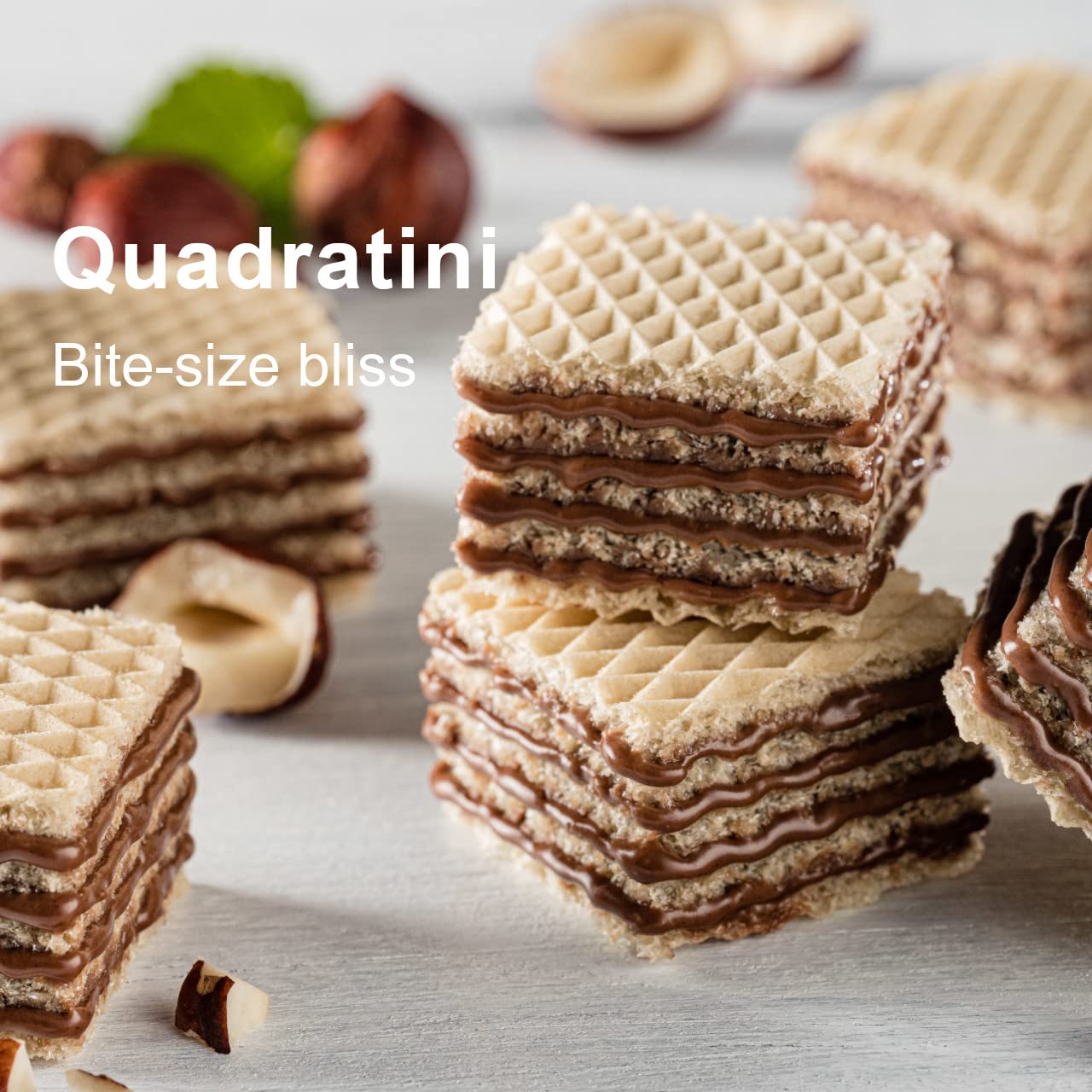Loacker Quadratini Hazelnut wafers as a quick dessert with melted chocolate dip.