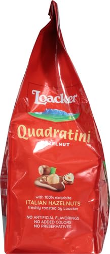 Loacker Quadratini Hazelnut Wafers dessert topping over ice cream.