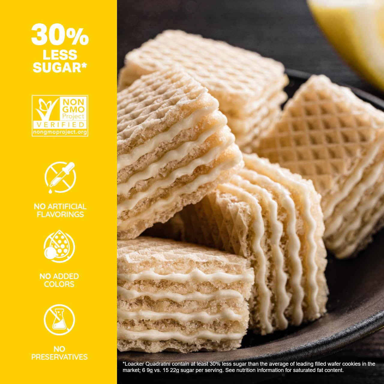 Loacker Quadratini Lemon Wafers crispy texture enhances any snack moment