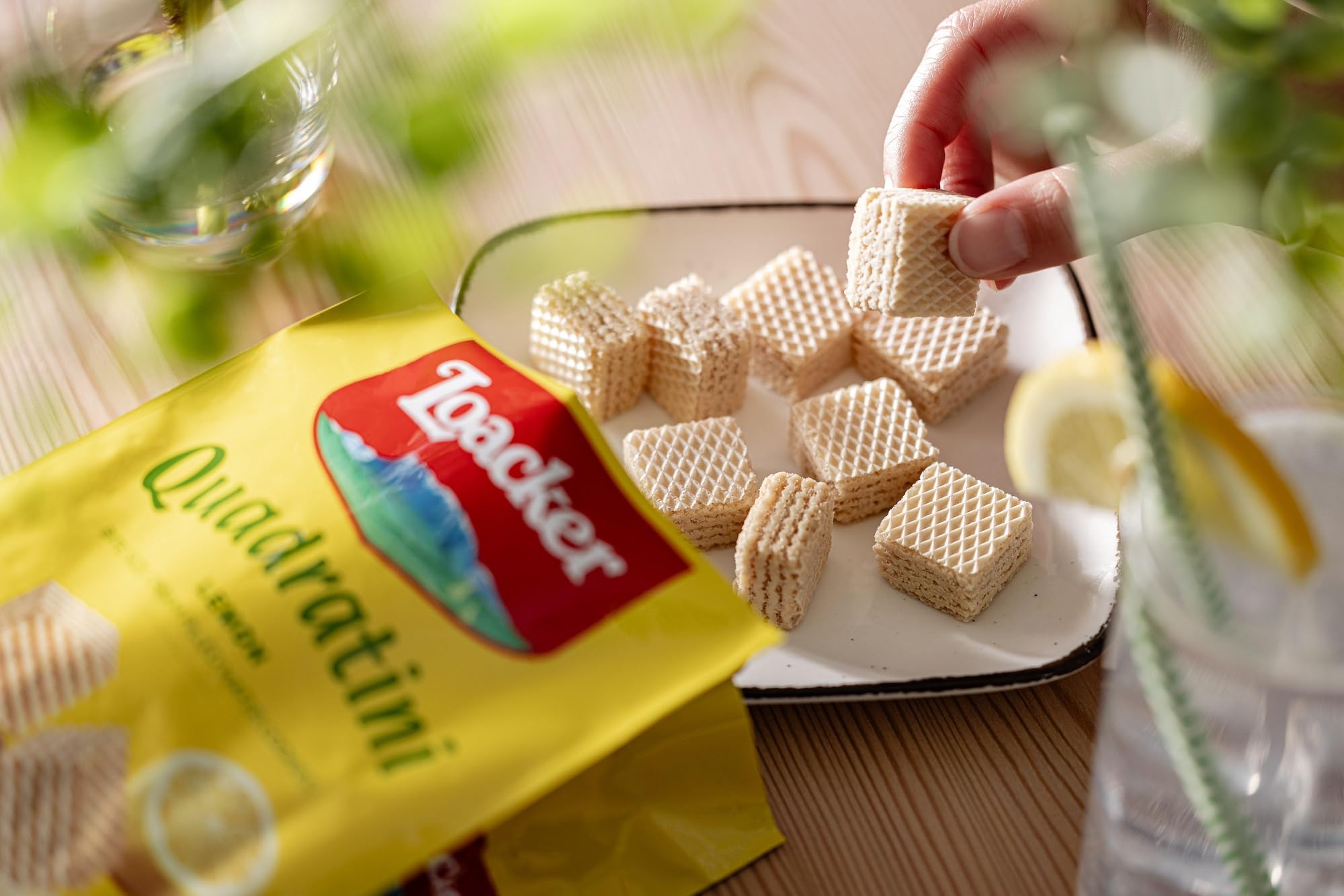 Loacker Quadratini Lemon Wafers Non-GMO verified for mindful snacking