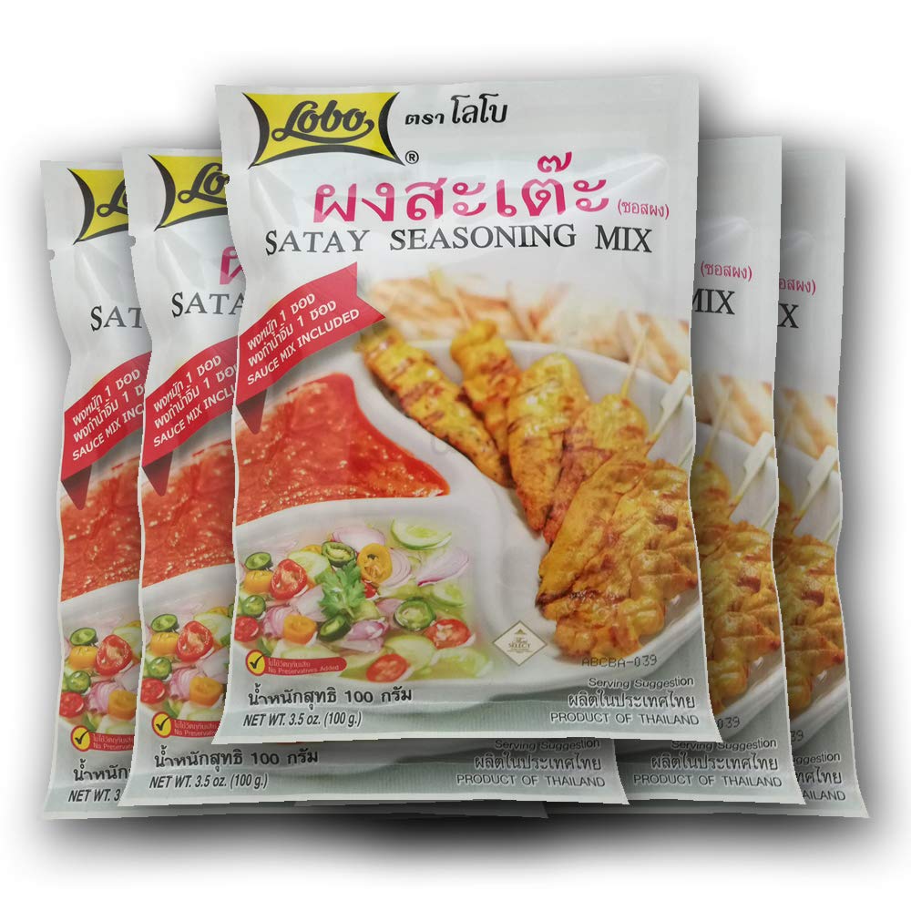 Lobo Thai Satay Seasoning packets ready for marinating and grilling at home tonight.