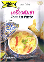 Lobo Tom Kha spicy coconut chicken soup envelopes—quick, authentic mix for flavorful weeknight meals.