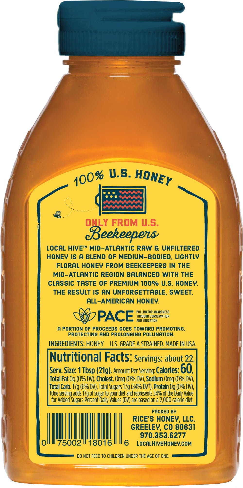 Local Hive Mid-Atlantic Honey jar close-up showing natural texture.
