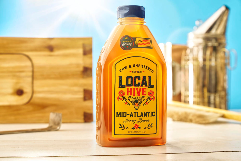 Local Hive Mid-Atlantic honey swirl in smoothie for balanced sweetness.