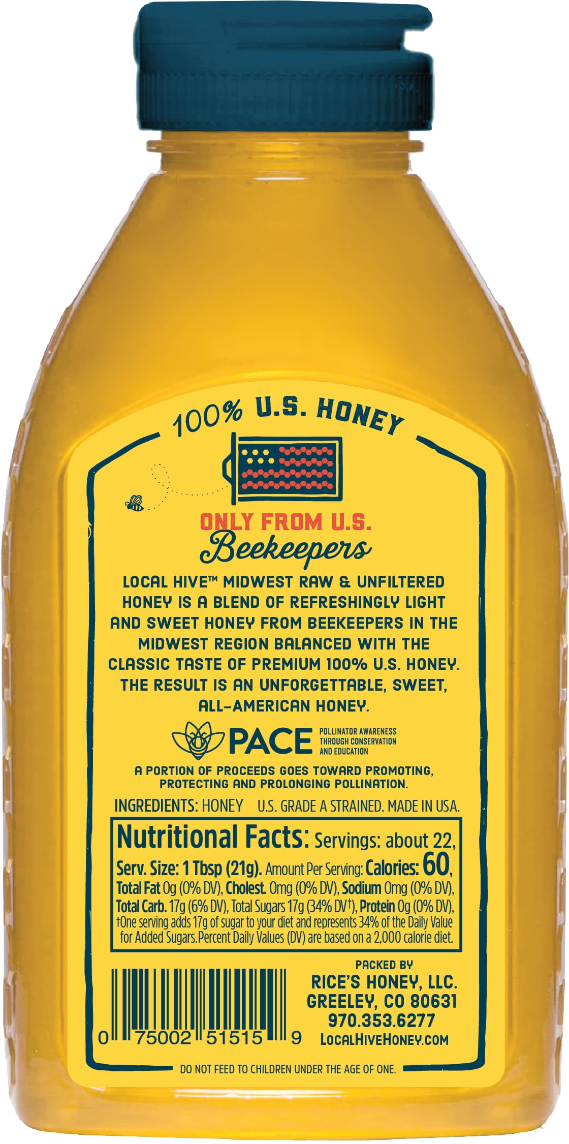 Local Hive Midwest honey jar close-up showing raw texture.