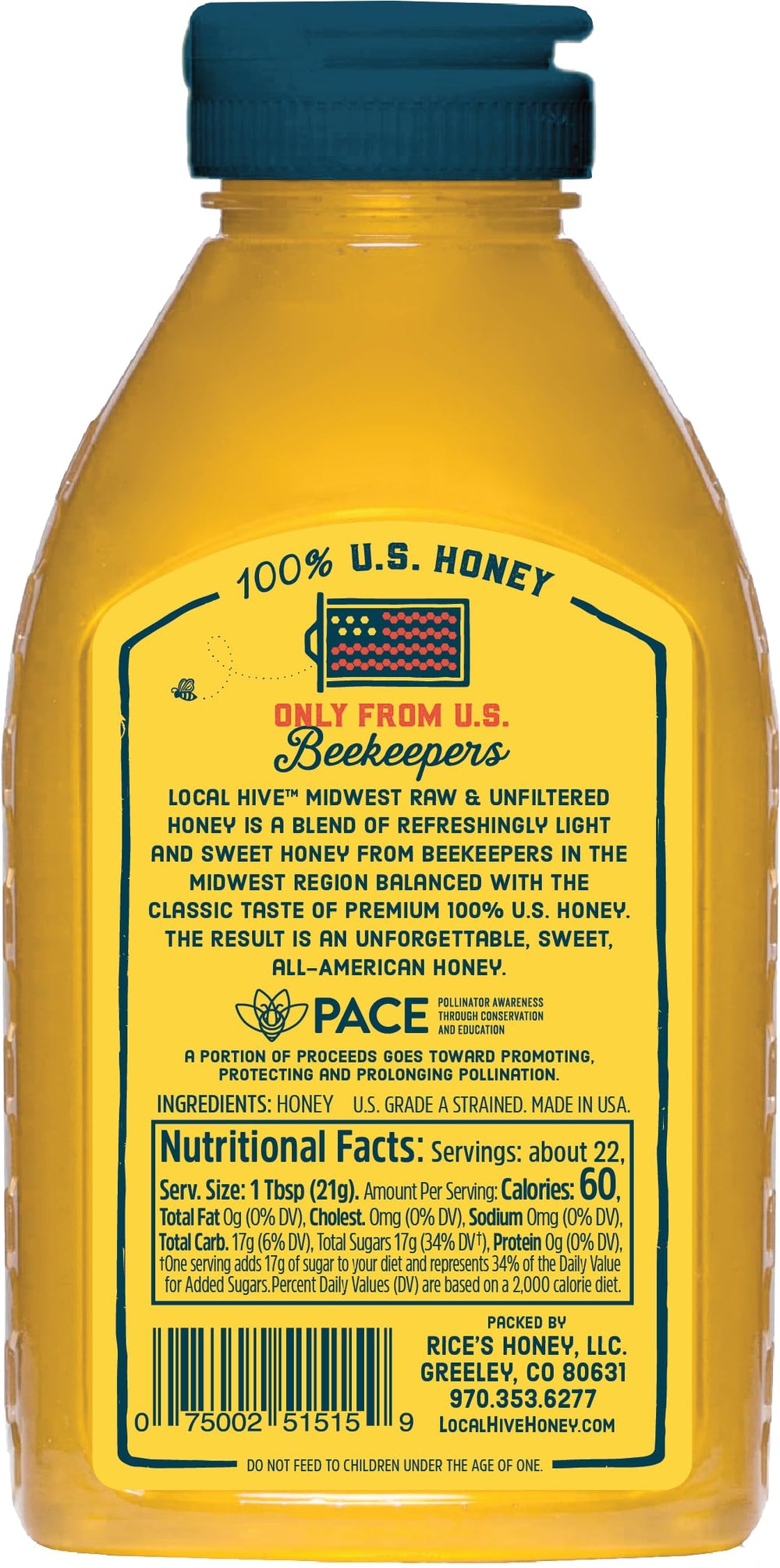 Local Hive Midwest honey jar close-up showing raw texture.