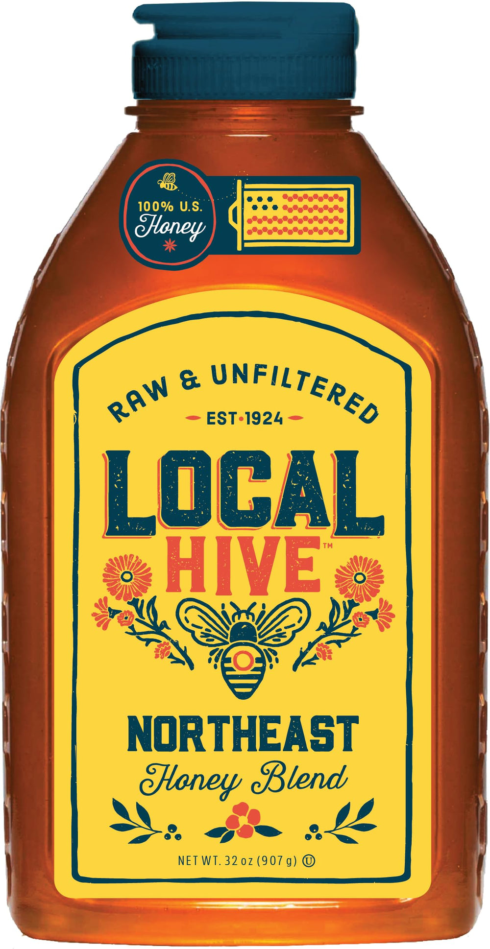 Local Hive Northeast Honey jar closeup reveals floral aroma and natural texture for tea.