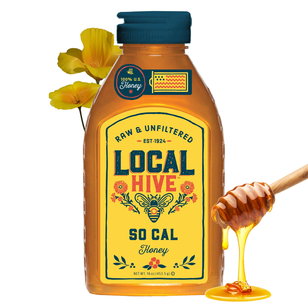 Local Hive Southern California honey bottle showing smooth citrus notes for daily sweetness
