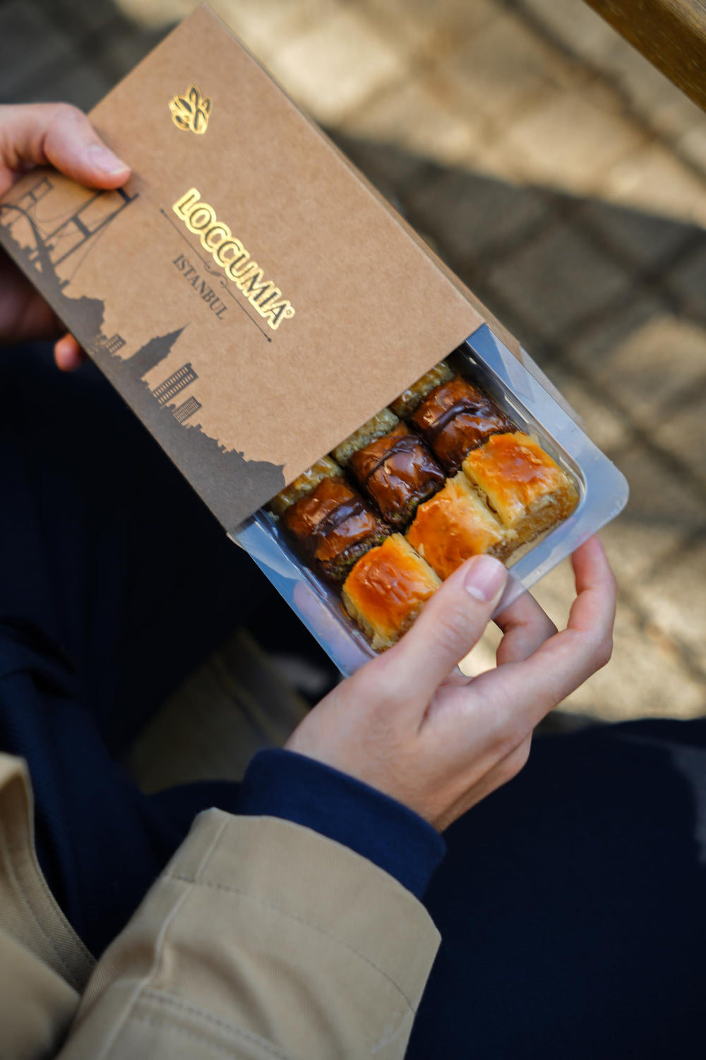 Loccumia Baklava gift box walnut—earthy depth with delicate flaky pastry.