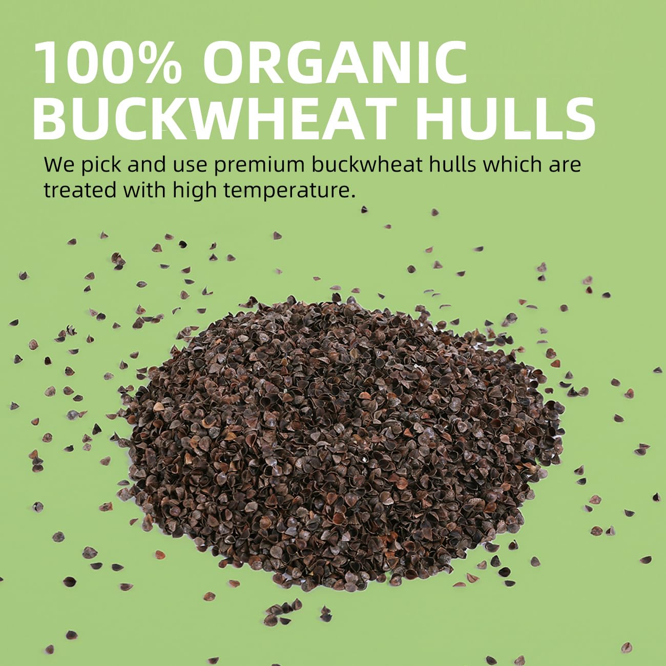 LOFE dust-free hulls image emphasizing heat-treated cleanliness.