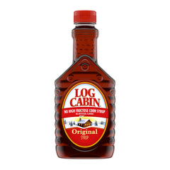 Log Cabin Original Pancake Syrup bottle with easy-to-squeeze design for quick topping.